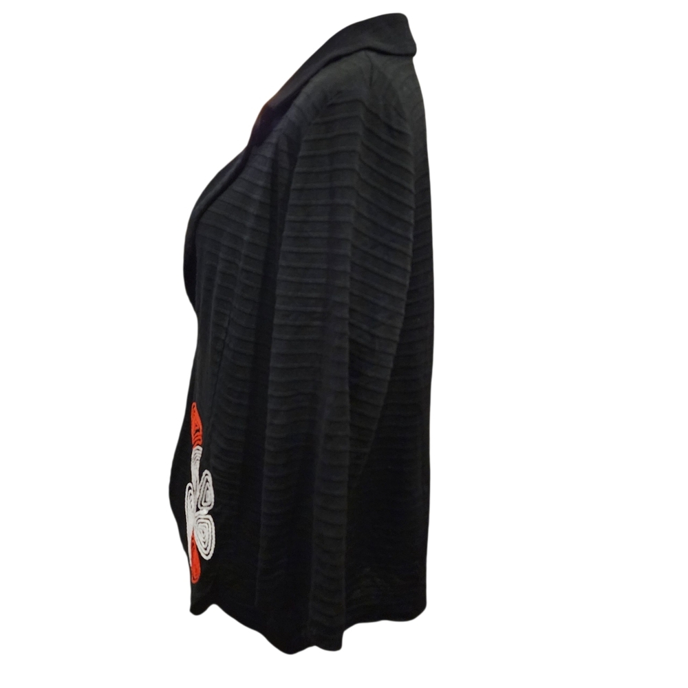 Ming Wang Black Blazer with Red and White Embroidery Sz Large - Picture 10 of 13